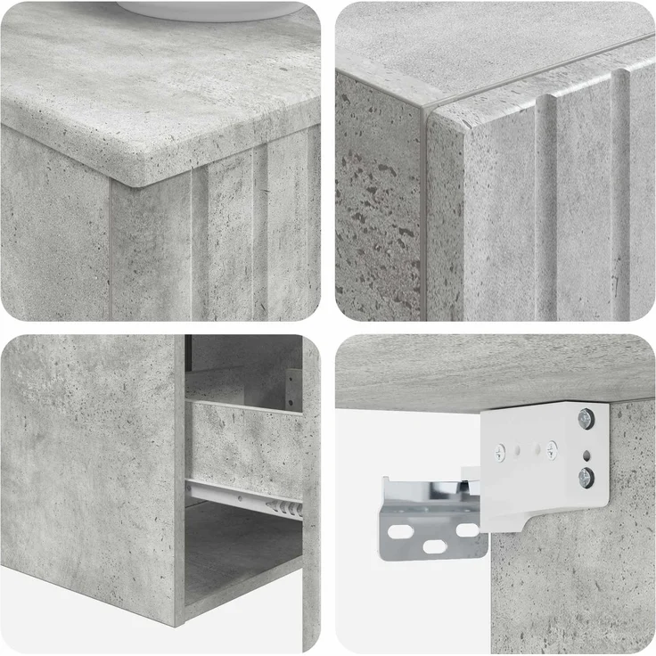 vidaXL Badezimmerschrank-Set 3 stk. Betongrau 33 x 34,5 x 160 cm 3406086 – Bild 8