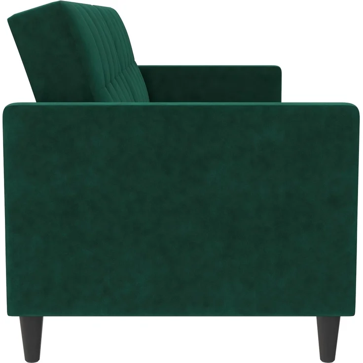 Schlafsofa >Hannover< in Dunkelrün, Samt - 203x82x83cm (BxHxT) – Bild 4