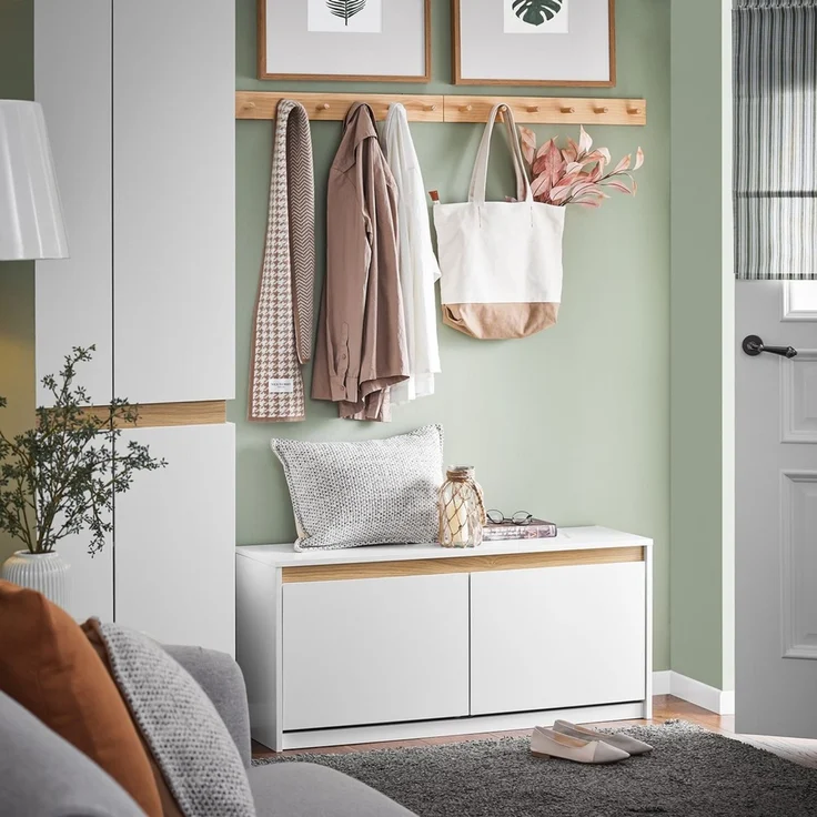 SoBuy FSR171-W Schuhbank, MDF, Lackiert, Weiß, 100 x 46 x 26 cm – Bild 2