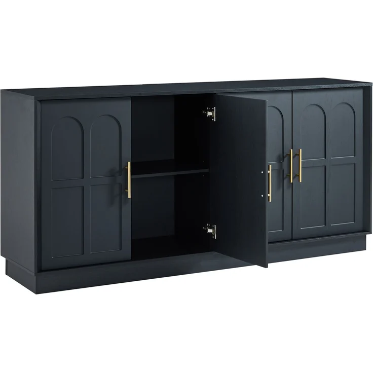 DESVIAE Sideboard mit verstellbaren Einlegeböden 169x80x40 cm MDF Schwarz – Bild 8