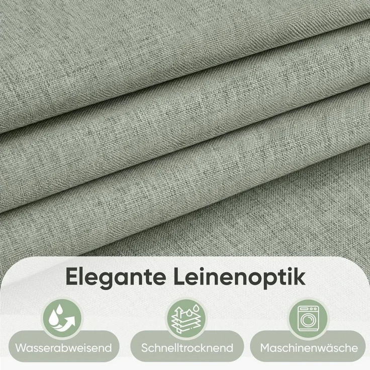 Sekey Duschvorhang Leinenoptik Textil Duschvorhang Waschbar Badewannenvorh inkl. Haken Breite 90 cm (Packung, inkl. 8 Ringe), wasserabweisend, Wannenvorhang, Beschwerter Saum, 90x180 cm Grün – Bild 2