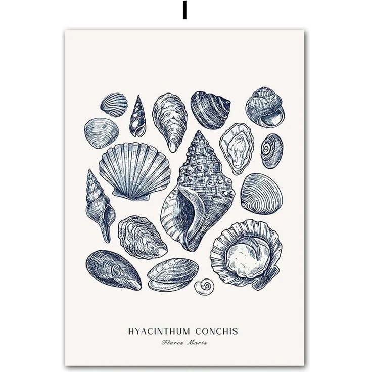 Poster Strand Hütte · Muscheln · Korallen · Ozean · Meer als Deko Print ohne Rahmen - 30 x 40 cm / I