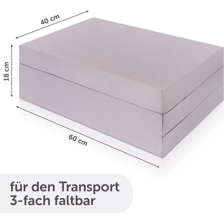 Reisebett-Matratzen Komfort - Grau, Alvi®, 6 cm hoch, Reisebettmatratze 60x120 cm Matratze für Baby Reisebett atmungsaktiv – Bild 2