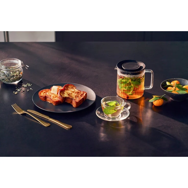 RESTO Kitchenware Teekanne Ain, hitzebeständige Glaskanne im 3D Design, Höhe ca. 13 cm, 1 l, (4-St), mit herausnehmbarem Filtersieb aus Edelstahl, im Geschenkkarton – Bild 3