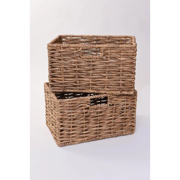 VIVANNO Regalkorb Wasserhyazinthe KIRA 2er Set, Natur Geflochten 35,50x25x20 cm – Bild 3