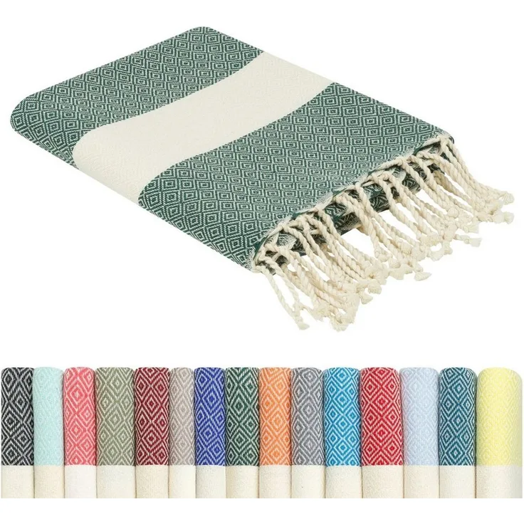 furora HOLIDAY Strandtuch groß 100x200 cm Strand Tuch, aus Baumwolle, Hamamtuch Badetuch, leicht, lang, dünn & kompakt
