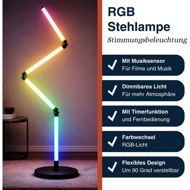EDCO Stehlampe Flexi RGB GRUNDIG - Esszimmer & Wohnzimmer & Kinderzimmer & Schlafzimmer in Multicolor – Bild 2