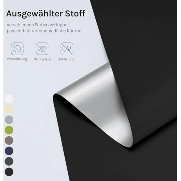 WOLTU Verdunkelungsrollo, nur zur Schraubmontag Thermo Verdunkelungsrollo mit Kette, Sichtschutz für Türen und Fenster, 140x160 cm [Stoffbreite: 136 cm], Schwarz – Bild 3