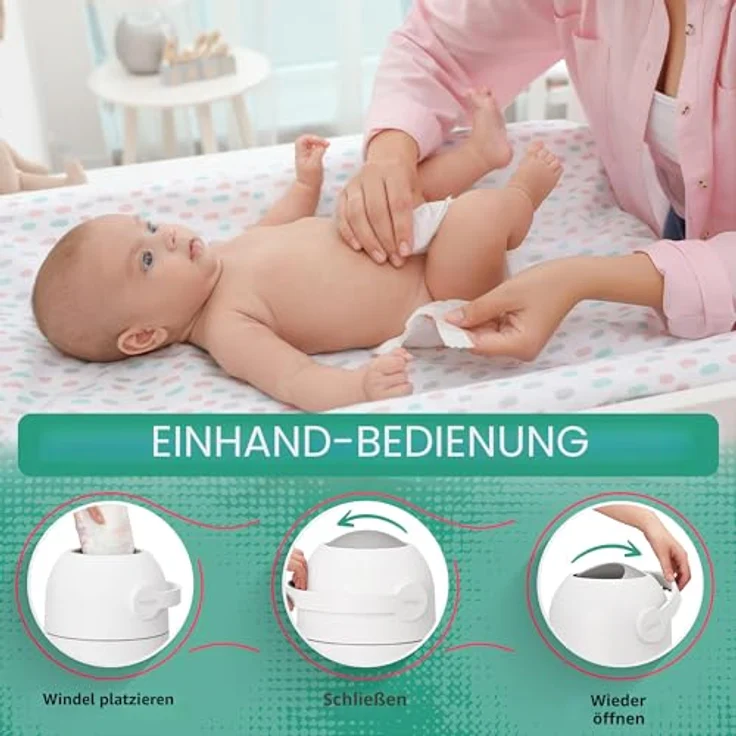Magic Windeleimer Magic Majestic, geruchsfrei für handelsübliche Müllbeutel, inkl. 1 Rolle mit 15 Windelbeuteln, Beige – Bild 3
