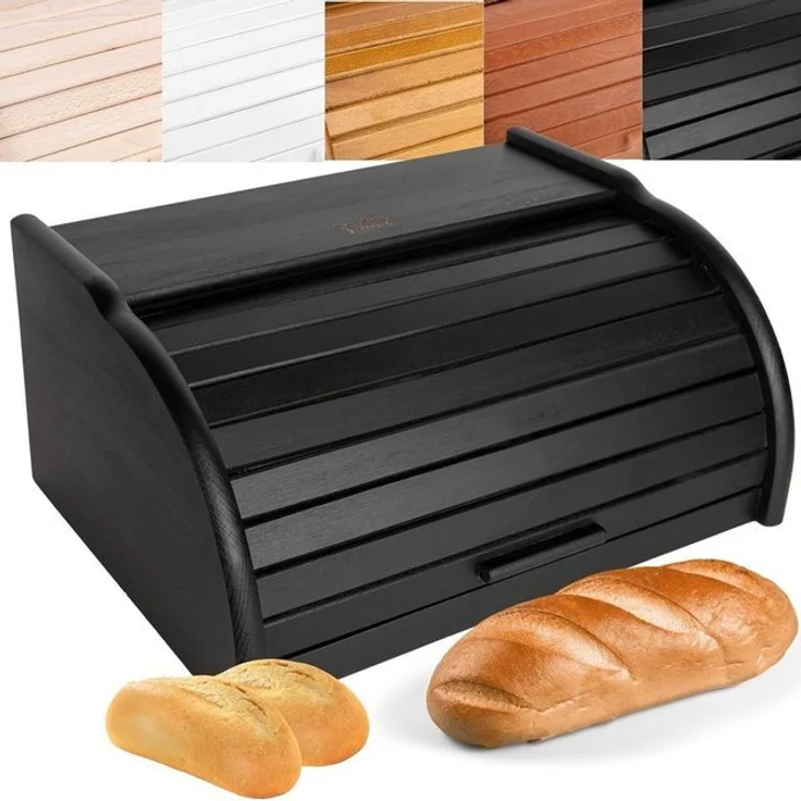 Creative Home Brotkasten Holz 38 x 28,5 x 17,5 cm Brotkiste mit Rolldeckel Brotbox – Bild 4