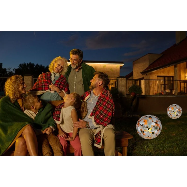 Solarleuchte Garten 2er Set Solarlampe Kugel 27cm Erdspieß Außenlampe Silber – Bild 3