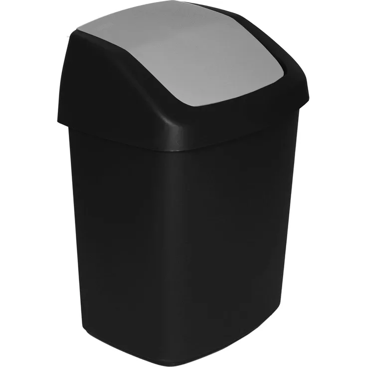 CURVER Abfalleimer mit Schwingdeckel 15 L in schwarz-grau, Plastik, 30. 6x24. 8x41. 8 cm