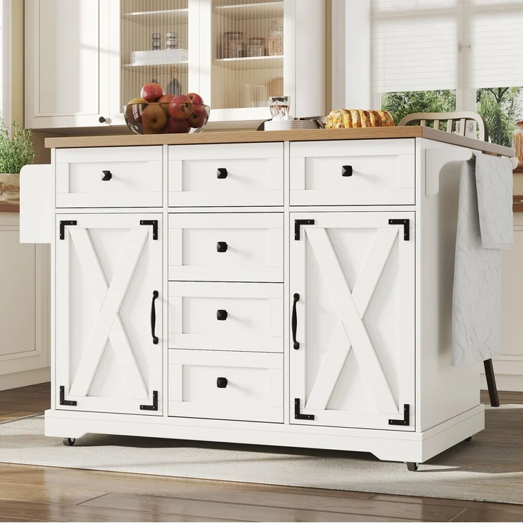 Servierwagen aus MDF mit Klappfunktion & Stauraum, 147x44/70x93 cm, Weiß – Bild 3