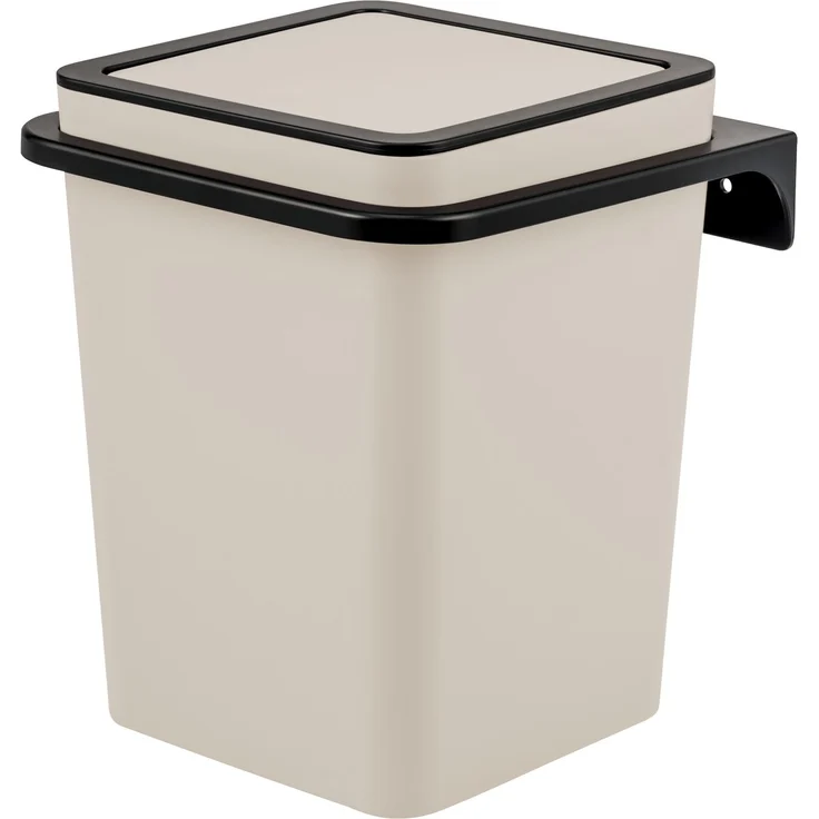 bremermann Kosmetikeimer SAVONA Softtouch inkl. Wandhalterung, 6 Liter Volumen, beige – Bild 1