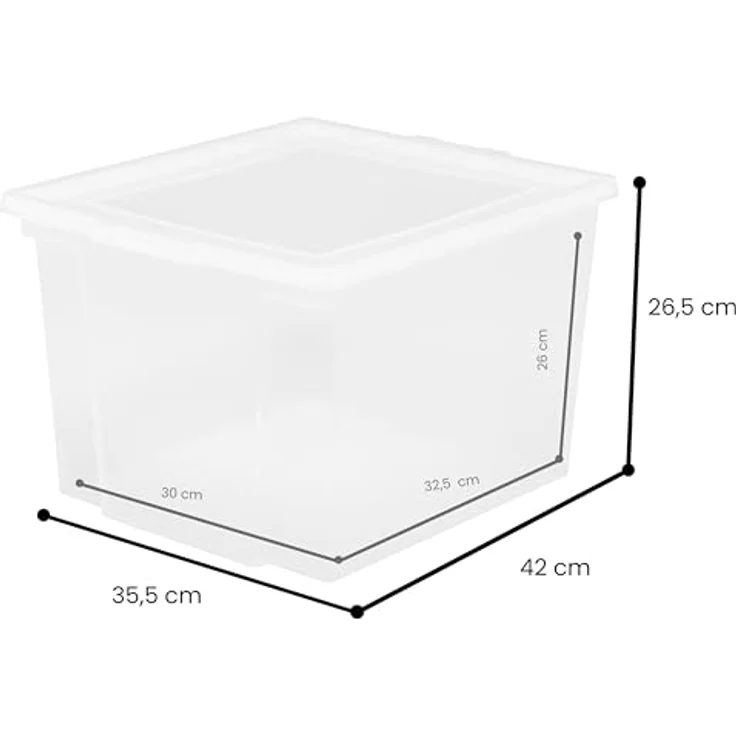 Iris Ohyama Vielseitige Aufbewahrungsbox mit Deckel, Stapelboxen, 30L, 6er-Set, Transparent, Stapelbar, Plastik, Für Schrank, Regale, Organisation, Kleidung, Bettlaken, Plastikbox mit Deckel, USB-M – Bild 6