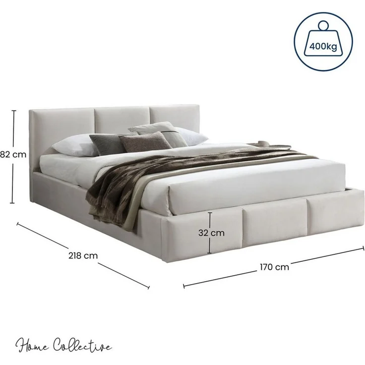 Home Collective Polsterbett Bett 140x200/160x200 Doppelbett Bettgestell mit Lattenrost & Stauraum, mit Stauraum mit Bettkasten 160x200 cm in beige samt – Bild 2