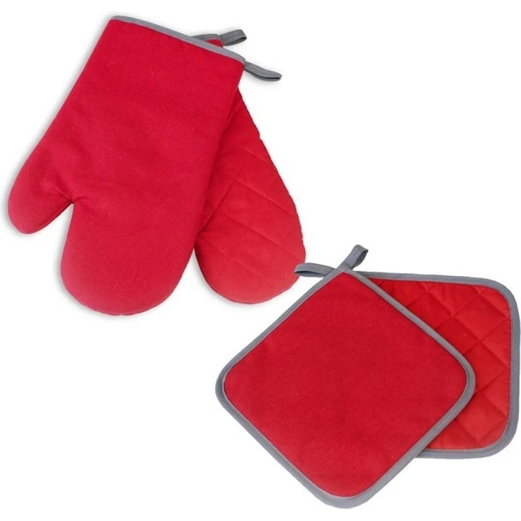 Delindo Lifestyle Topfhandschuhe Ofenhandschuhe, Topflappen, (4er Sparset, 4-tlg, bestehend aus 2x Ofenhandschuh + 2x Topflappen), Hitzebeständig bis 250 °C für maximal 15 Sekunden – Bild 4