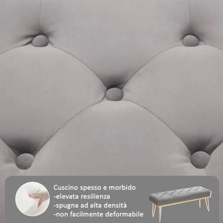 Shally Dogan Sitzbank aus Stoff, Sitzbank für Schlafzimmer, Ottomane mit hochdichter Polsterung, Mehrzweck-Eingangsbereich, ideal für Schlafzimmer, Wohnzimmer, Grau – Bild 6