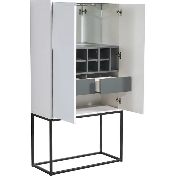 Barschrank >Bar 3< 10 Fächer, Halterung für Weingläser, Weiß matt - 79x156x38cm (B/H/T) – Bild 3