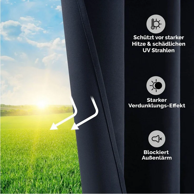 Blumtal Verdunkelungsvorhang Verdunkelungsvorhang 2er-Set Thermovorhang Wärme- & Kälteisolierend, OEKO TEX Zertifiziert mit Kräuselband – Bild 3