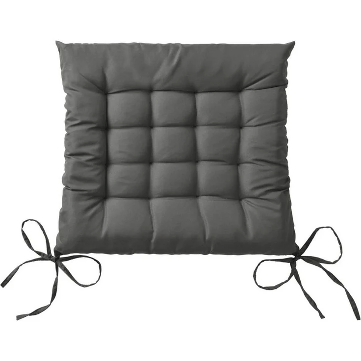 Beautissu Stuhlkissen 4er Set Stuhlkissen 40x40 mit Bändern Lea, Anthrazit, Indoor & Outdoor Aulagen mit 5 cm Polsterung für Gartenmöbel & Stühle – Bild 2