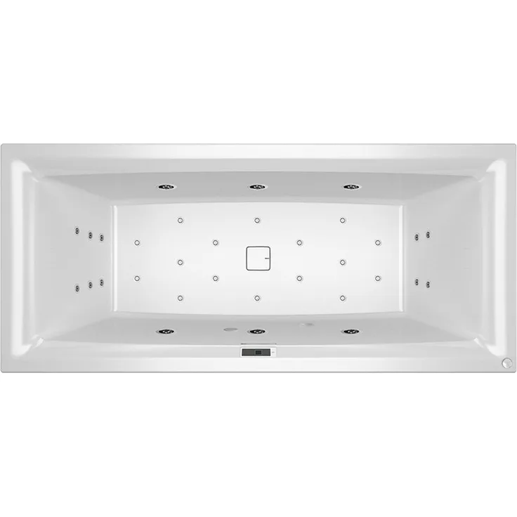 RIHO Still Square Rechteck-Badewanne, Version rechts, mit Bliss-System, Einbau, mit Ab-/Überlaufgarnitur, 2-Sitzer, weiß, B, Ausführung: 170 x 75 x 50 cm, ohne Kopfkissen/Licht - B100012005