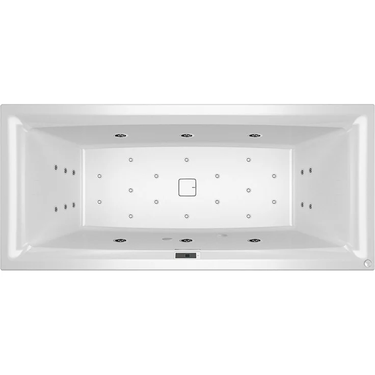 RIHO Still Square Rechteck-Badewanne, Version rechts, mit Bliss-System, Einbau, mit Ab-/Überlaufgarnitur, 2-Sitzer, weiß, B, Ausführung: 170 x 75 x 50 cm, ohne Kopfkissen/Licht - B100012005