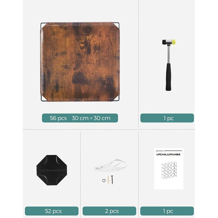 Songmics Schuhregal, Regalsystem, Steckregal, Set aus 16 Würfeln, DIY Regal, stapelbar, aus PP-Kunststoff, als Garderobe, für Schlafzimmer, Büro, 31 x 123 x 123 cm, vintagebraun LPC442A01 – Bild 9