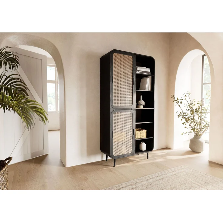 Schrank Mango 100 x 40 x 200 dunkelgrau lackiert VALENCIA #216 – Bild 2