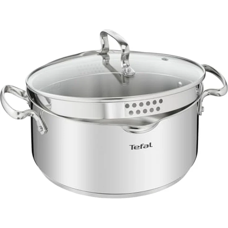 Tefal Kochtopf Duetto+, Edelstahl 18/10, hochglanzpoliert, Glasdeckel mit Siebfunktion – Bild 2