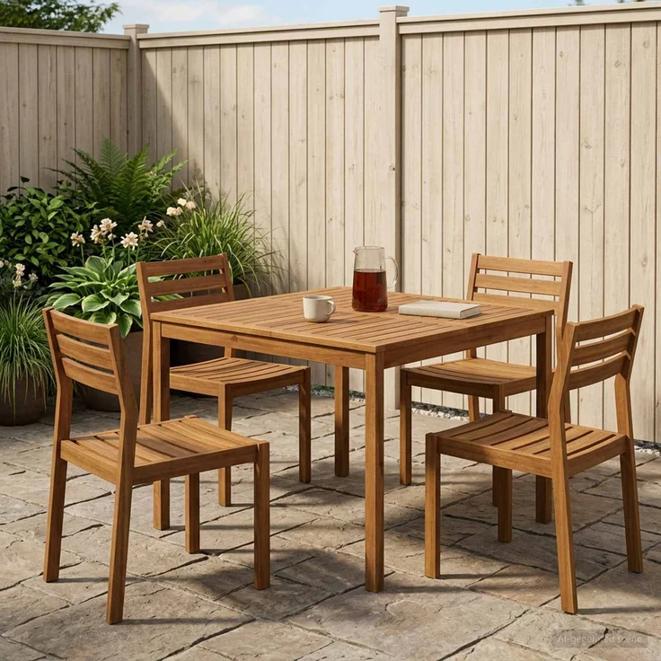 vidaXL Gartentisch LAREN Natur 110 x 108,5 x 75 cm Massivholz Akazie 901250 – Bild 1