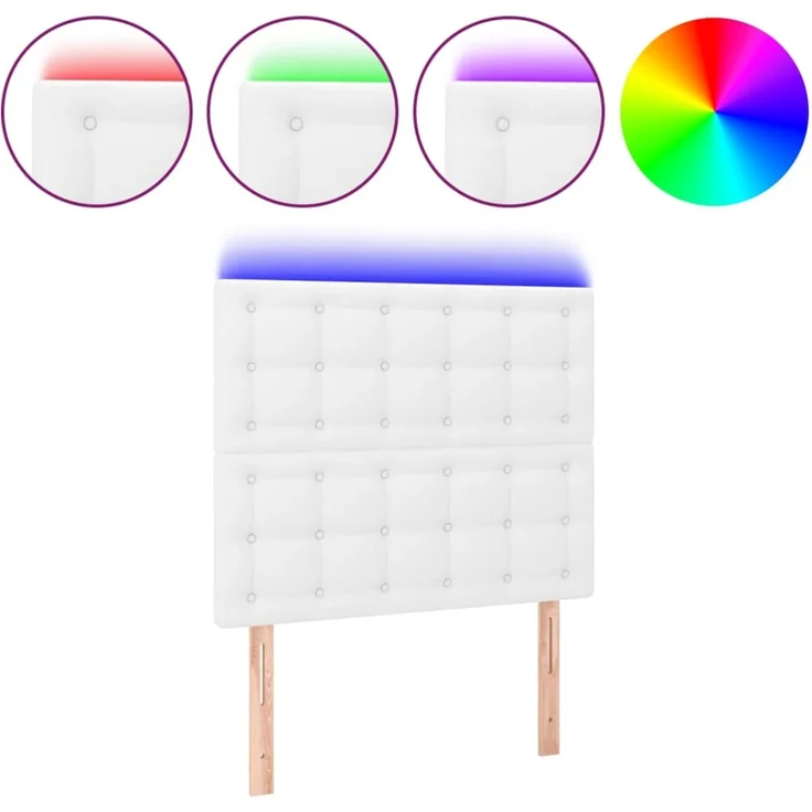 vidaXL LED Kopfteil Weiß 90 x 5 x 118/128 cm Kunstleder 3122503 – Bild 2