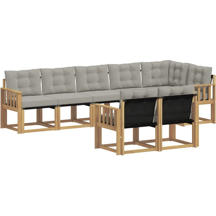 vidaXL Outdoor-Sofagarnitur 8 stk. 7-Sitzer Weiß und Hellgrau 3389593 – Bild 2