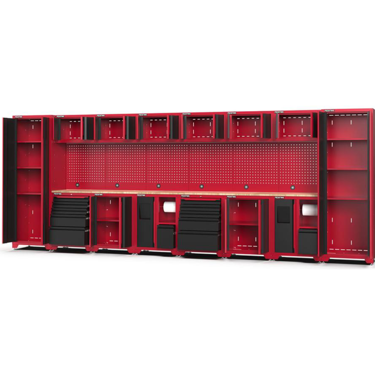 Feistos Werkstatteinrichtung "Juno 13", schwarz/rot, 528 x 46 x 198 cm (B x T x H),2 Hochschränke – Bild 2