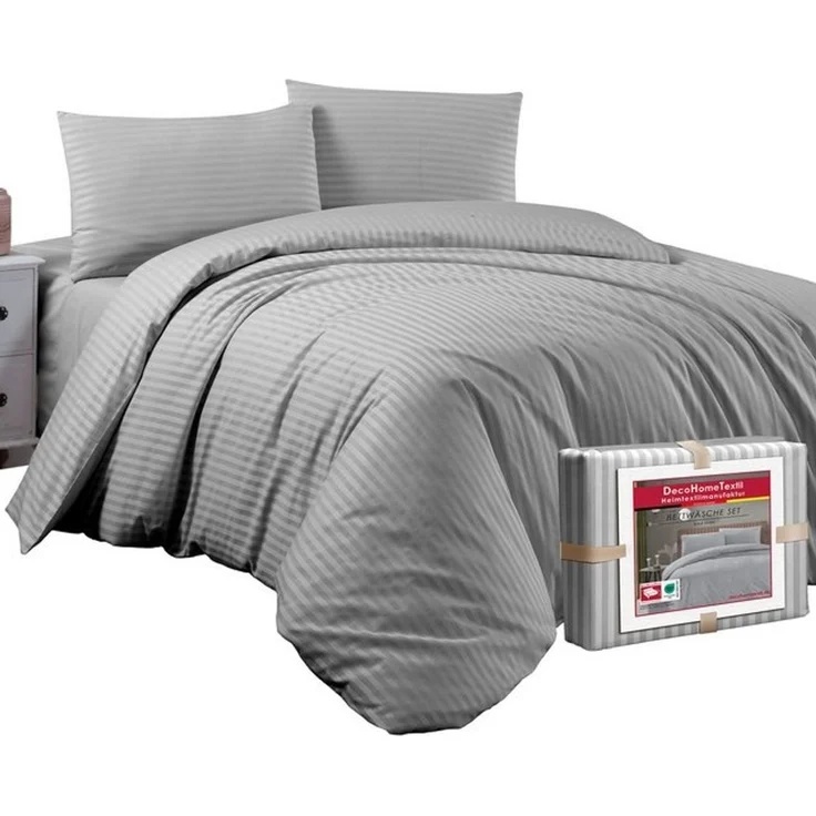 DecoHomeTextil Heimtextilmanufaktur Bettwäsche Set Bettgarnitur mit Reißverschluss Polycotton Streifen – Bild 4