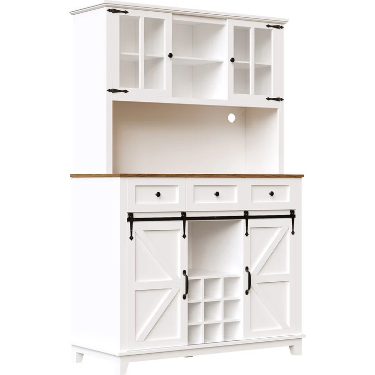Hochschrank Küchenbuffet weiß mit LED-Beleuchtung & Musik-Sync, 105x38,4x180 cm – Bild 9