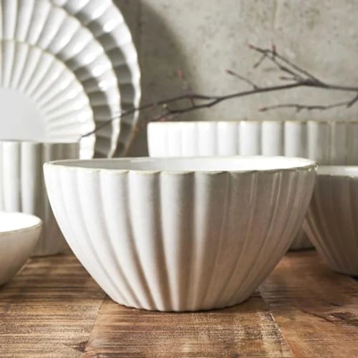HOME DECO FACTORY, KA0411, Elegant Ceramic Salad Bowl, ideal for Salads and Fruit, Refined Design and beige Color, Easy to clean, Diameter 18.5 cm, beige – Bild 3
