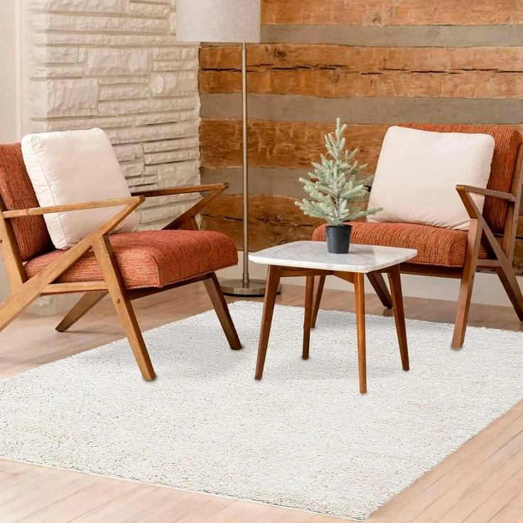 Teppich Wohnzimmer Hochflor Shaggy - 200x200cm - Creme Einfarbig Uni Flauschig Modern Boho Deko Teppiche Weich Schlafzimmer – Bild 7
