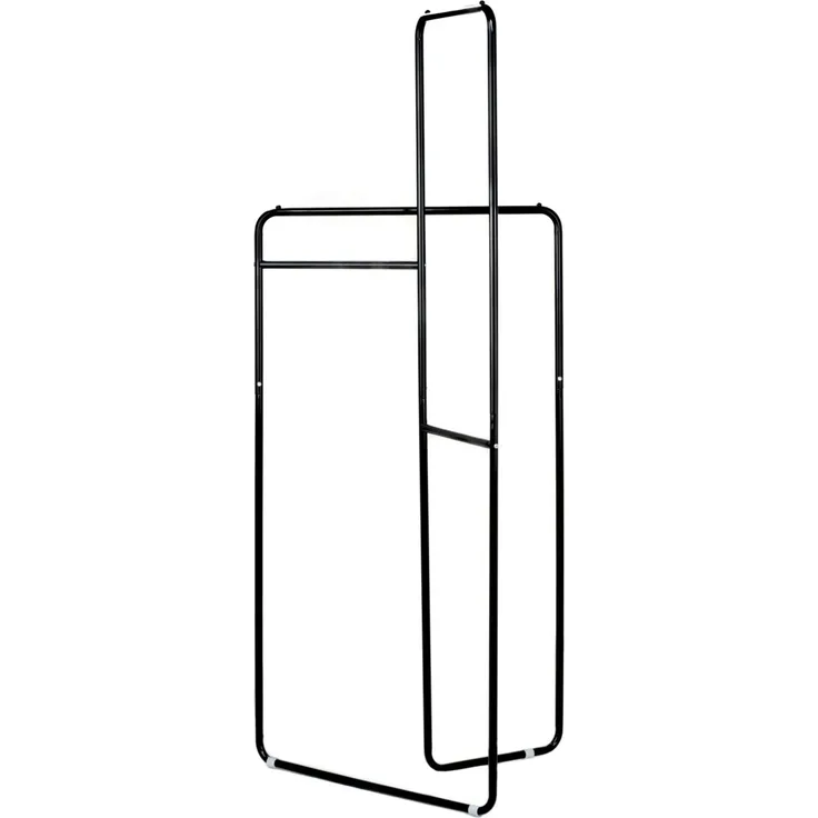 XORA 'ULF' Standgarderobe Kleiderständer, Metall schwarz, 73 x 174 x 56 cm, mit 2 Querstangen