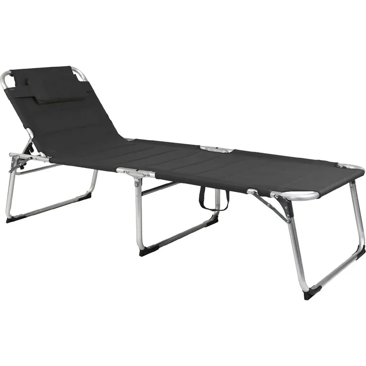 XXL Gartenliege, gepolstert, Alu Anthrazit, 200 x 70 x 45/95 cm