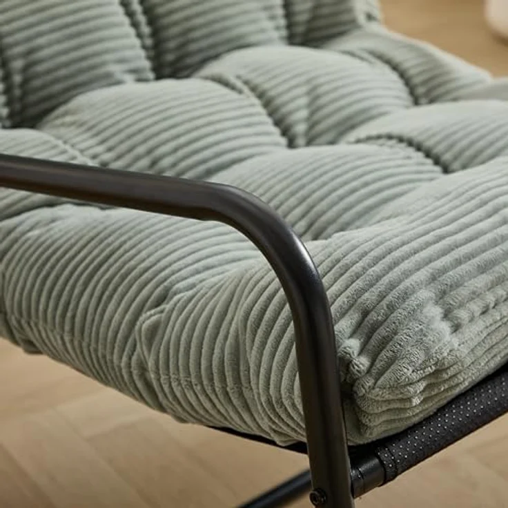 Ball & Cast Schaukelstuhl für Drinnen & Draußen, Rocking Chair mit Gepolstertem Kissen und Fußstütze, Balkonsessel für Wohnzimmer, Garten & Terrasse, Hellgrün – Bild 7