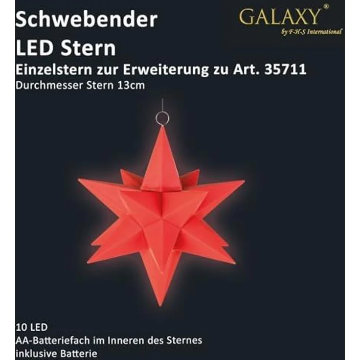 LED-Galaxy-Stern rot 13 Ø 8 rot, RGB LED, 6/18 T – Bild 3