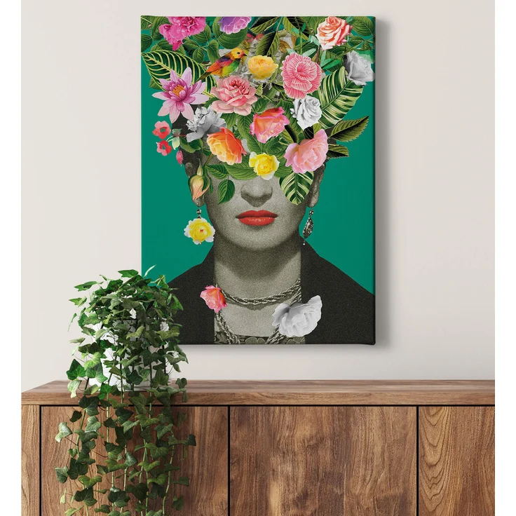 Leinwandbild Blumen Grün Schwarz 50x70 DD123182 Keilrahmen Wandbild Leinwand – Bild 2