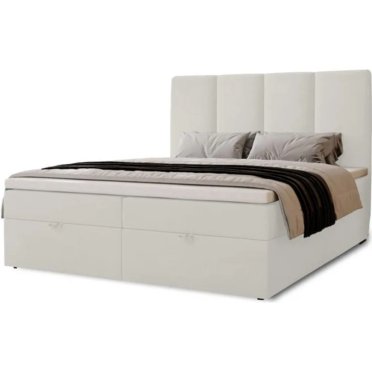 XXXL Boxbett Malmo, Weiß, Boxspringbett mit Bonellfederkern, Härtegrad H3, Maße 120x200 cm, Oeko-Tex® Standard 100, mit 2 Bettkästen