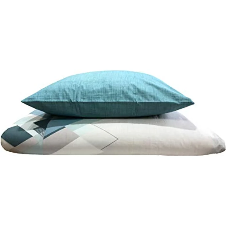 Buymax Bettwäsche Wende-Bettwäsche, Premium, Renforce: 100% Baumwolle, 3 teilig, 200x200 cm, Bettbezug-Set, mit Reißverschluss, Weiß Türkis – Bild 4
