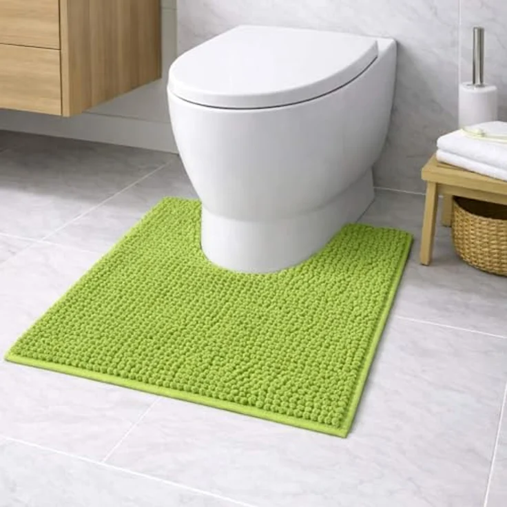 WohnDirect Badematte 45x45 cm MIT WC Ausschnitt | Grün - rutschfest & Waschbar - Badezimmerteppich zum Set kombinierbar, Badvorleger, WC Garnitur, Badteppich – Bild 2