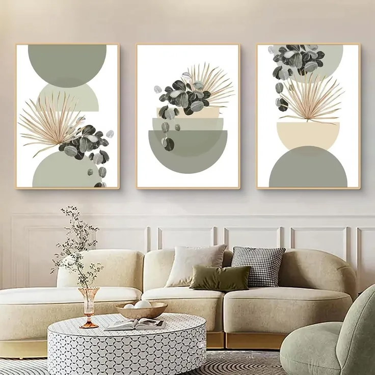 Poster 3teilig Boho grüne Pflanze Wohnzimmer B 50x70cm