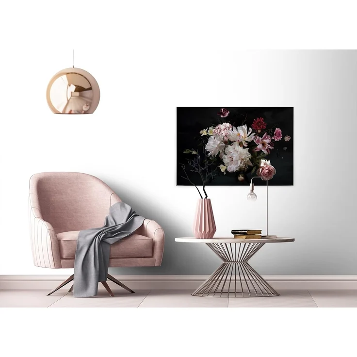 Blumen Leinwandbild Weiß Schwarz 90x60 DD120255 Wohnzimmer Wandbild Floral – Bild 6