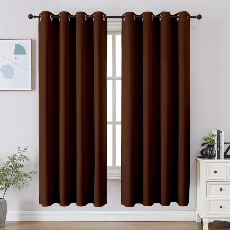 CUCRAF Braune Verdunkelungsvorhänge, 160 cm Länge, 2 Paneele, Raumverdunkelungsvorhänge und Vorhänge für Wohnzimmer, Schlafzimmer, wärmeisoliert, lichtblockierend, Fenstervorhang, B 132x160 cm