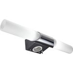 B.K.Licht Wandleuchte LED Spiegelleuchte Wandlampe modern 2 flammig IP20 - BKL1021, LED fest integriert, 3000K - Warmweiß, 230V inkl. 2x 5W 470lm E14 Badezimmer-Leuchte 3000K Chrom-Glas
